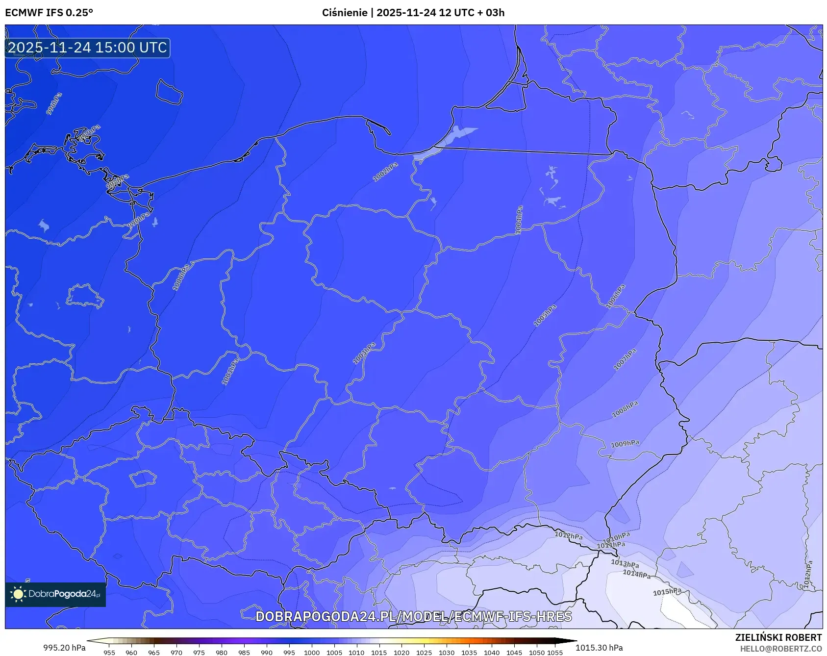 ECMWF IFS 0.25° model - Polska, Ciśnienie
