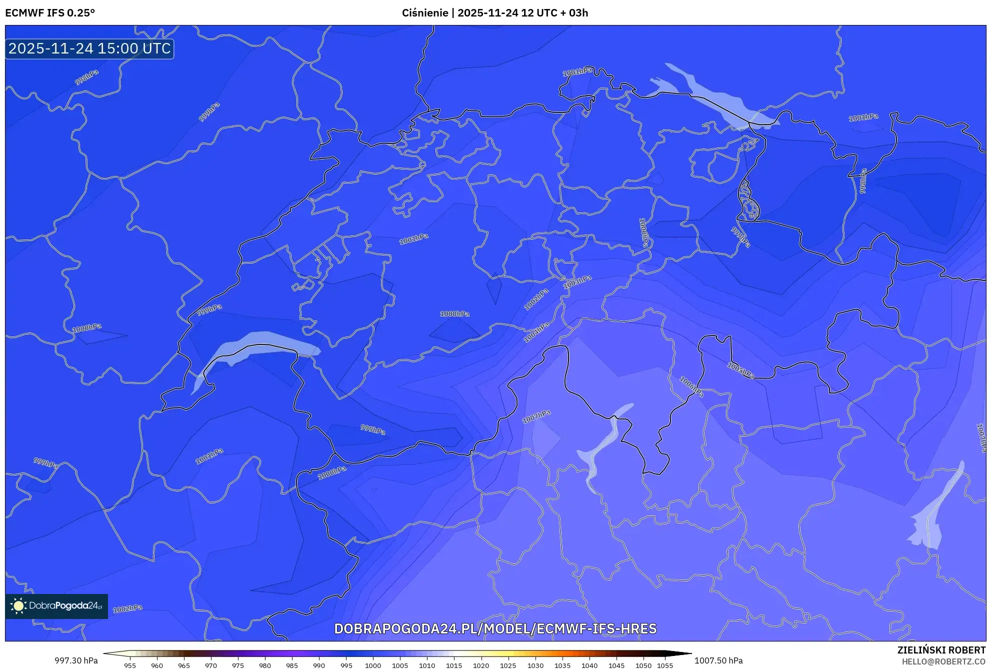 ECMWF IFS 0.25° model - Szwajcaria, Ciśnienie