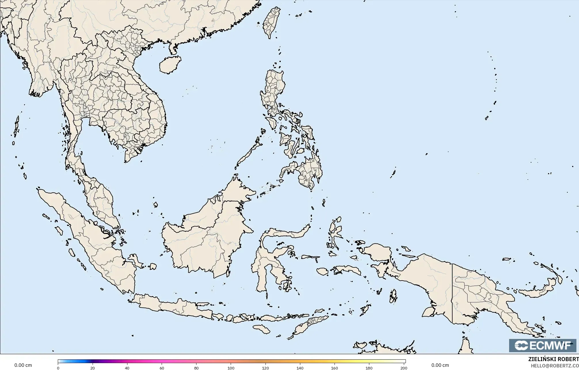 ECMWF IFS 0.25° model - Azja Południowo-Wschodnia, Pokrywa śnieżna