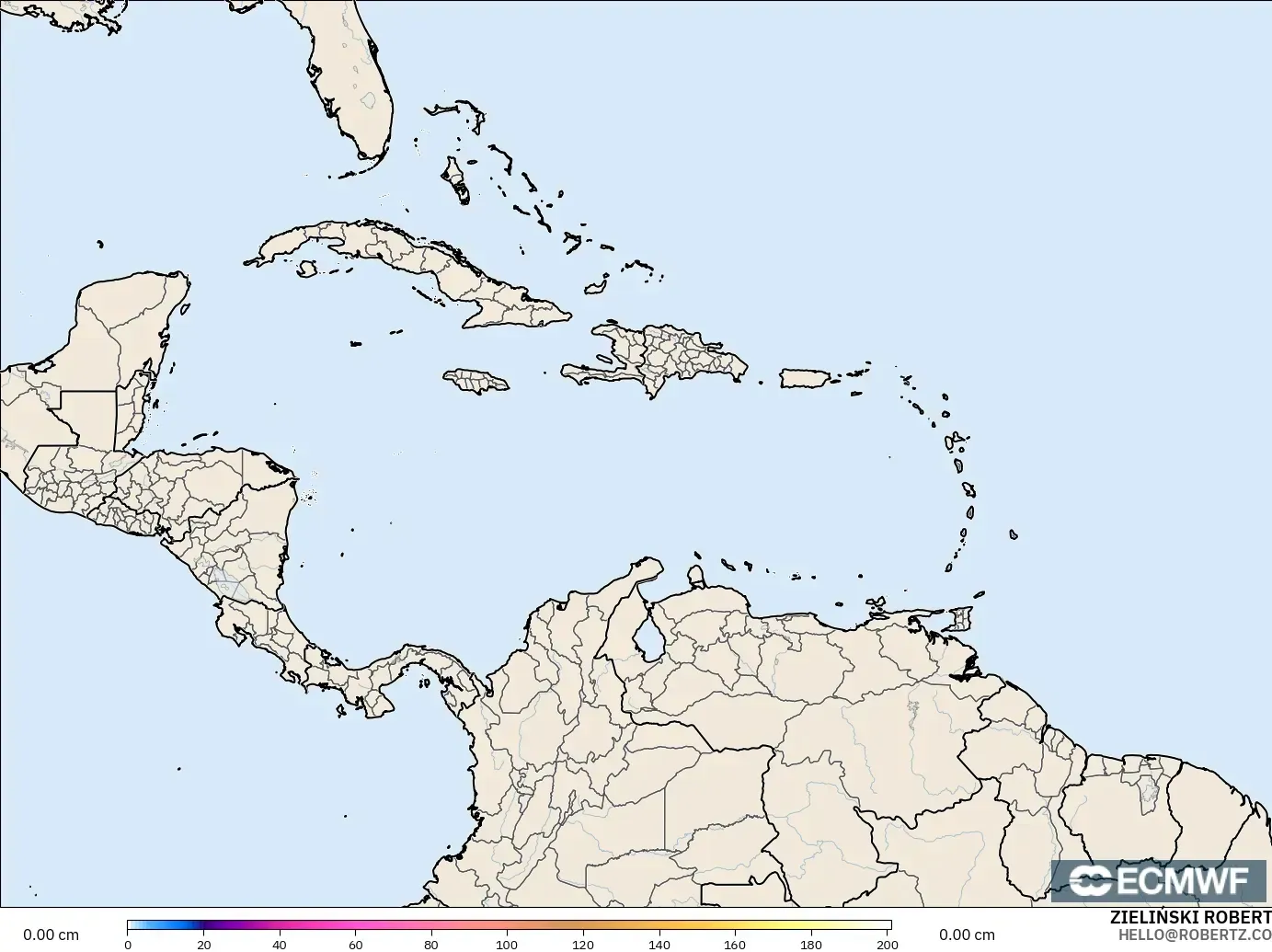 ECMWF IFS 0.25° model - Karaiby, Pokrywa śnieżna