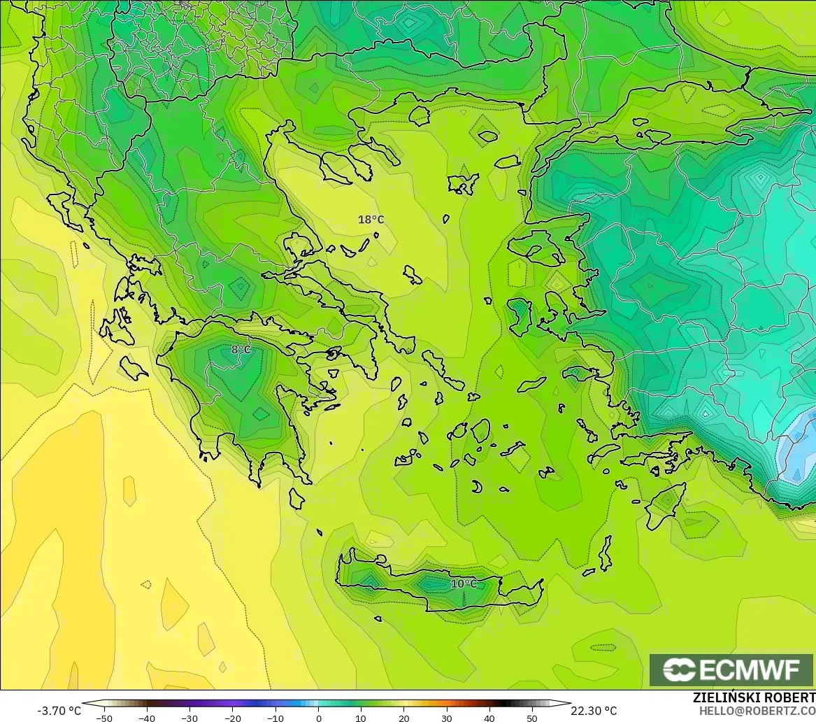 ECMWF IFS 0.25° model - Grecja, Punkt rosy na 2 m