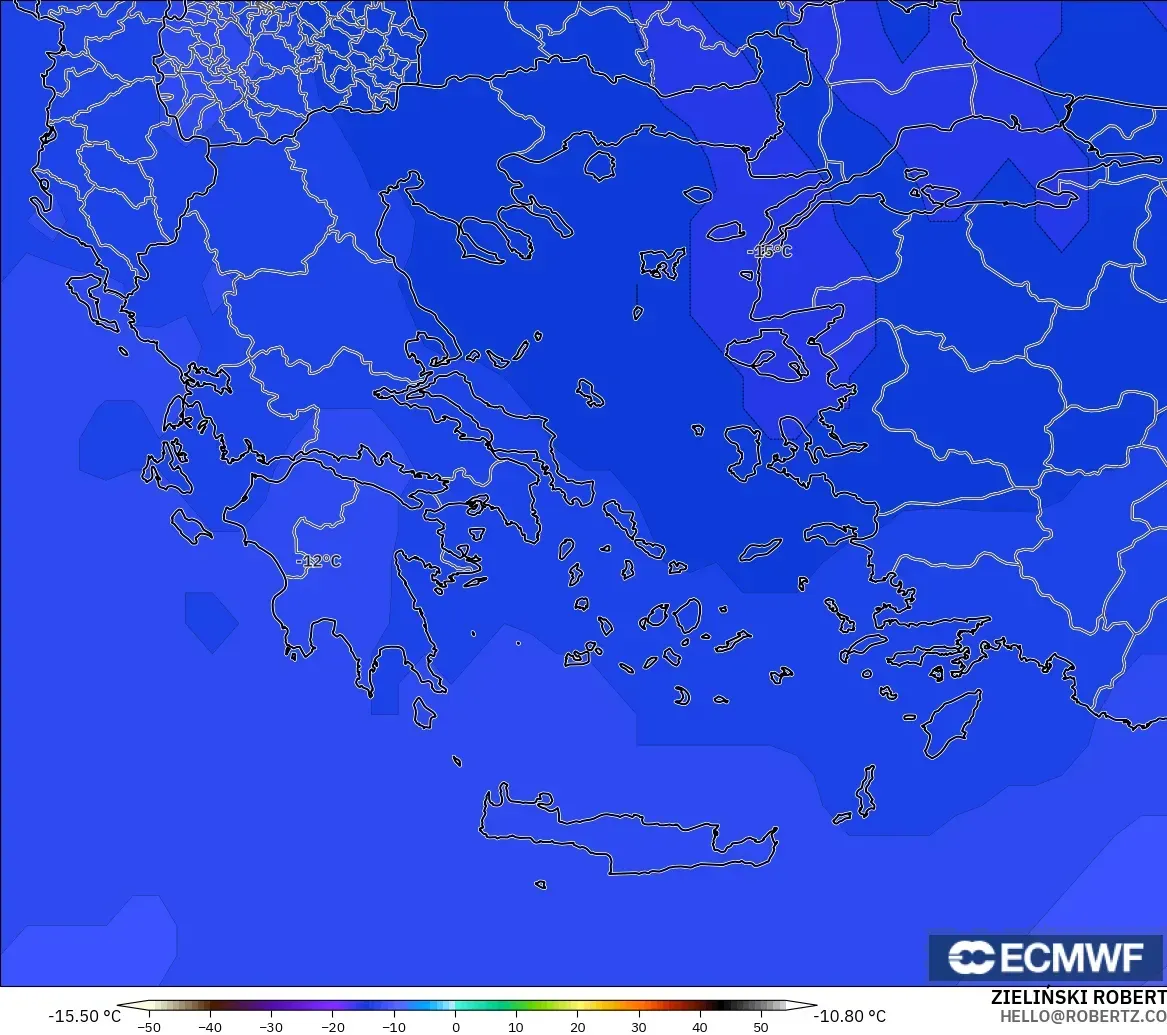 ECMWF IFS 0.25° model - Grecja, Temperatura na 500 hPa