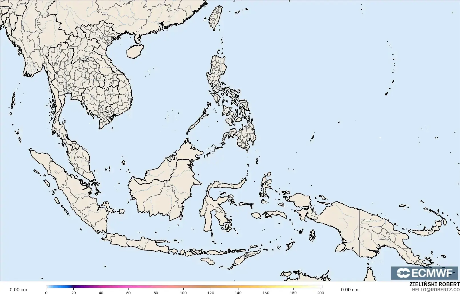 ECMWF IFS 0.25° model - Azja Południowo-Wschodnia, Pokrywa śnieżna