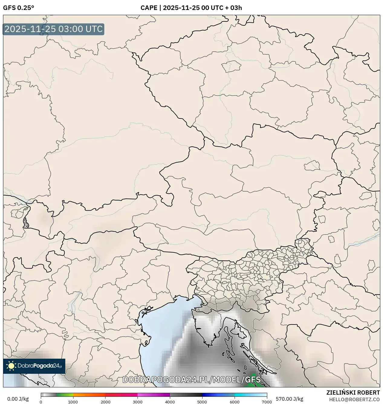 GFS model - Austria, CAPE