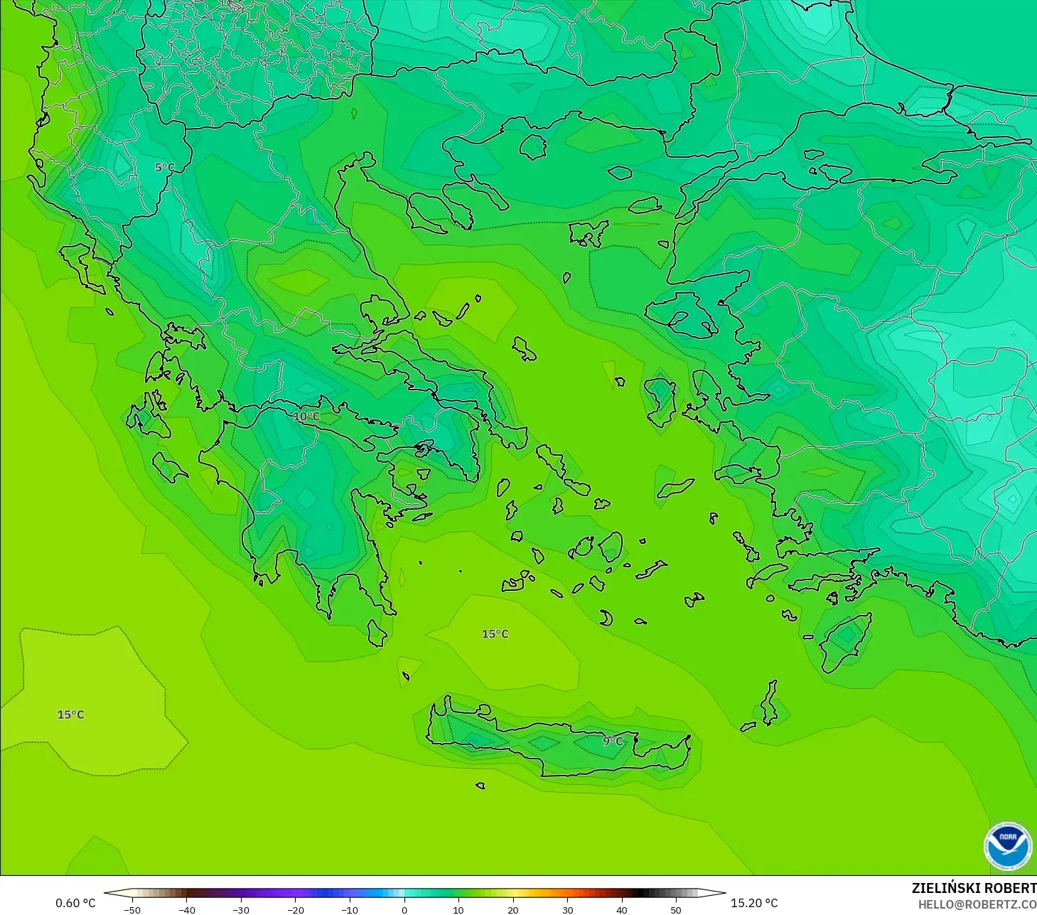 GFS model - Grecja, Punkt rosy na 2 m