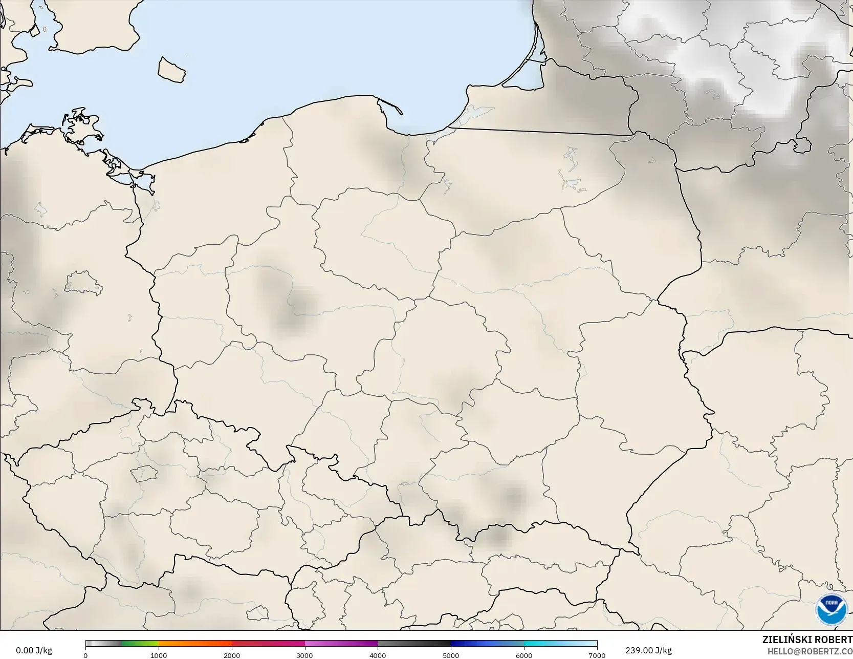 GFS model - Polska, CAPE