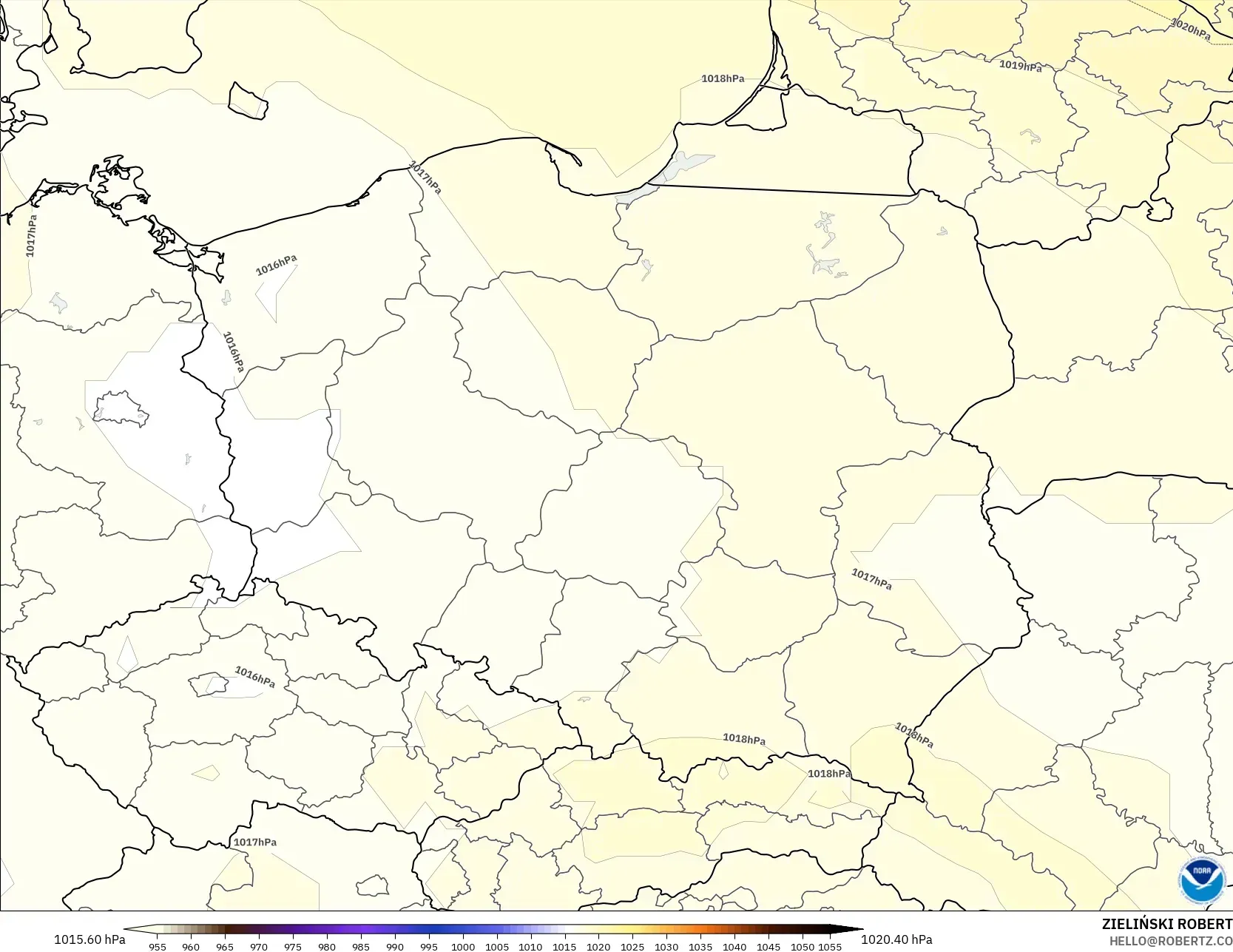 GFS model - Polska, Ciśnienie