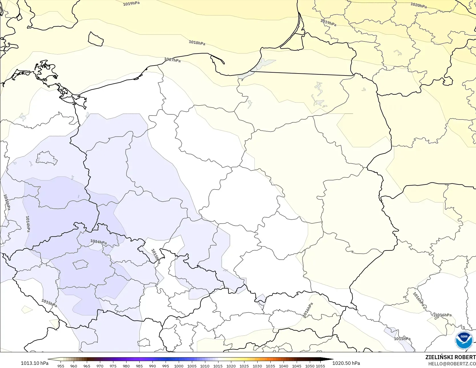 GFS model - Polska, Ciśnienie