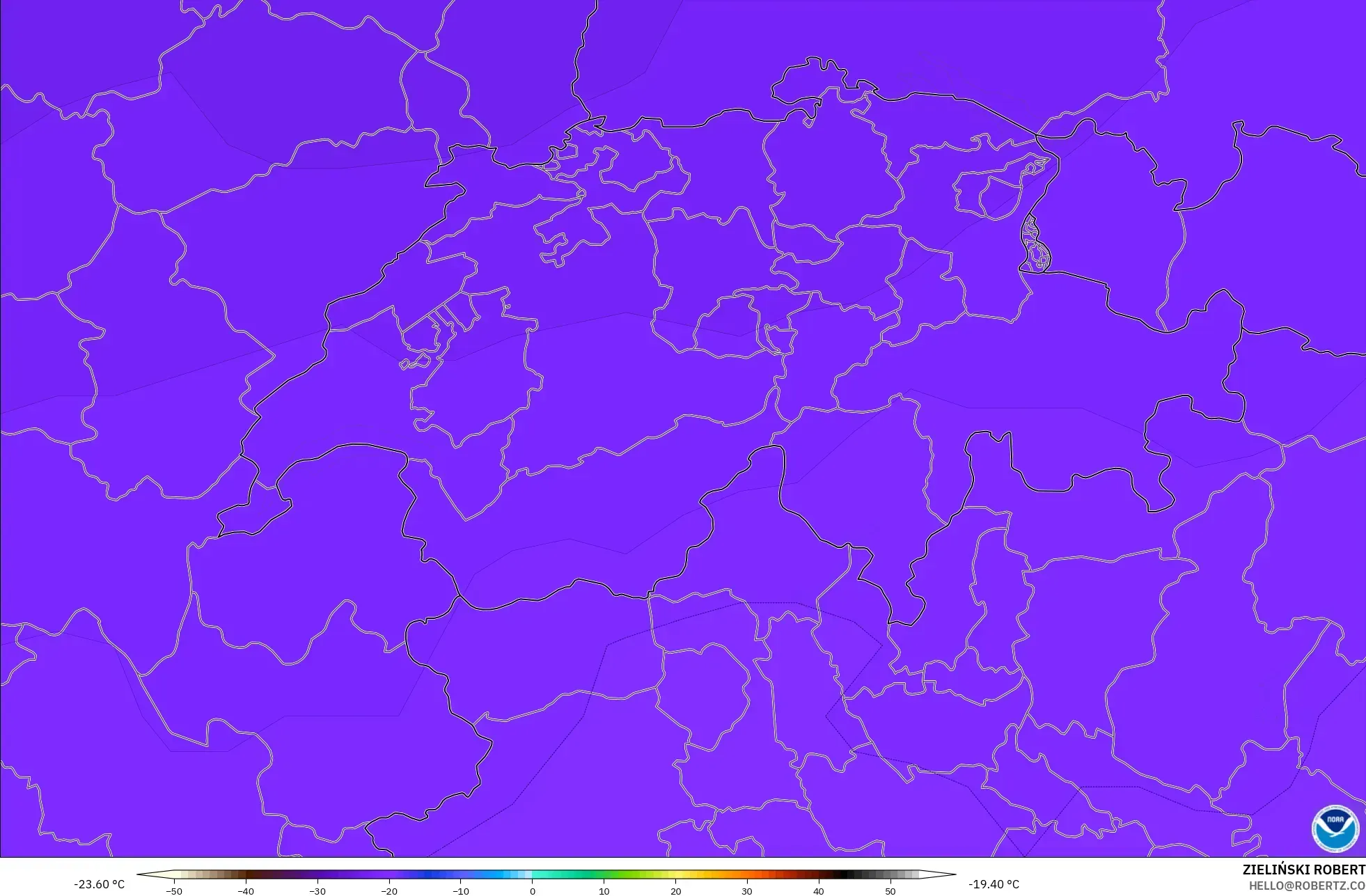 GFS model - Szwajcaria, Temperatura na 500 hPa