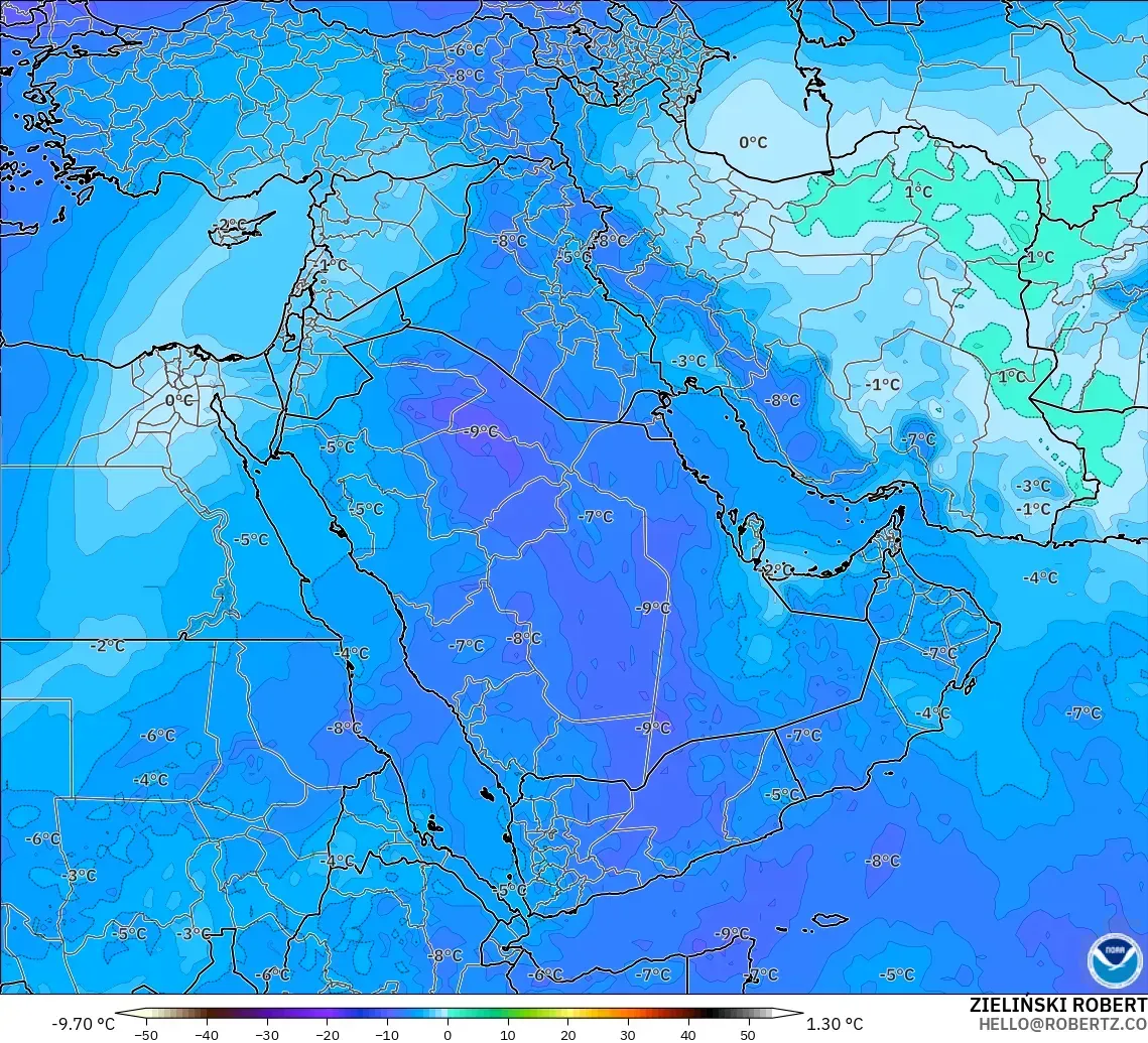 GFS model - Bliski Wschód, Temperatura na 500 hPa