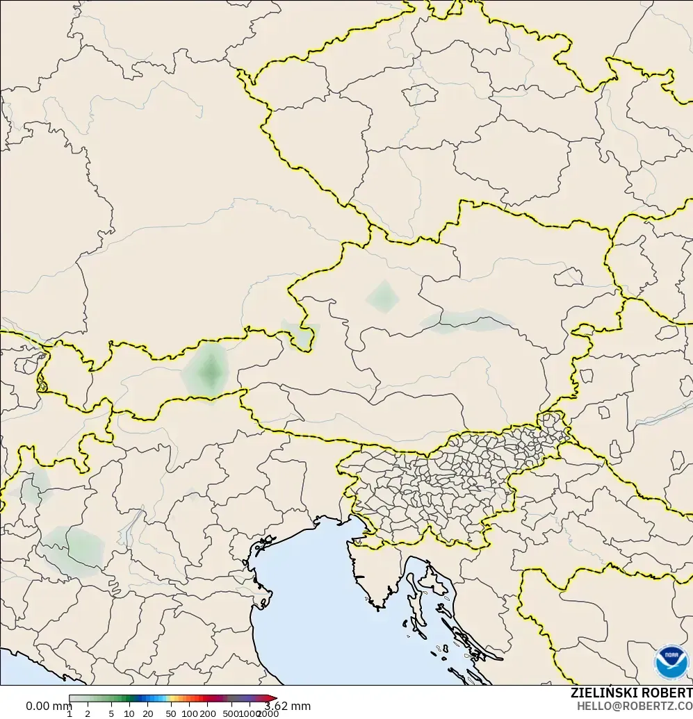 GFS model - Austria, Suma opadów