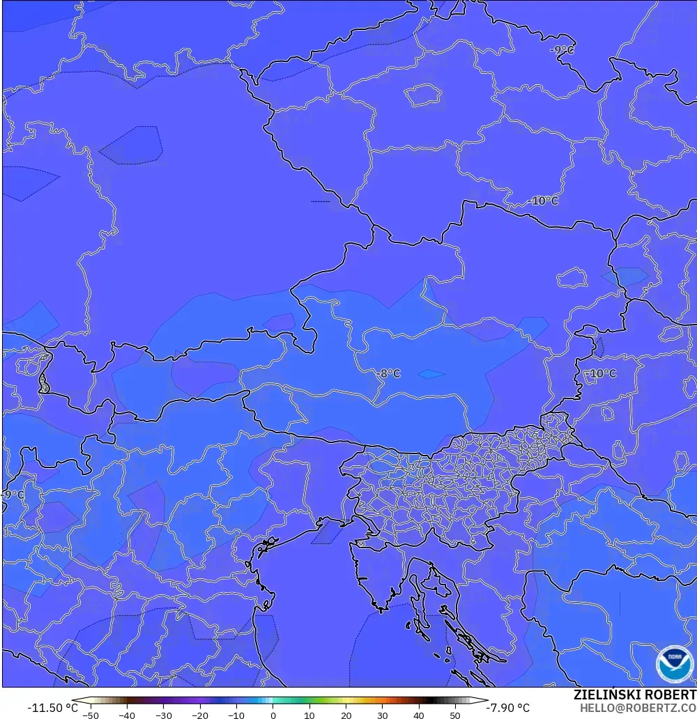 GFS model - Austria, Temperatura na 500 hPa