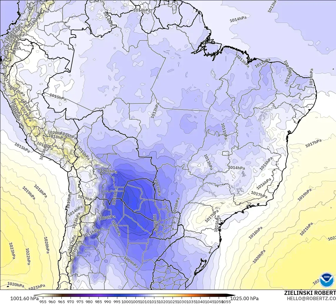 GFS model - Brazylia, Ciśnienie
