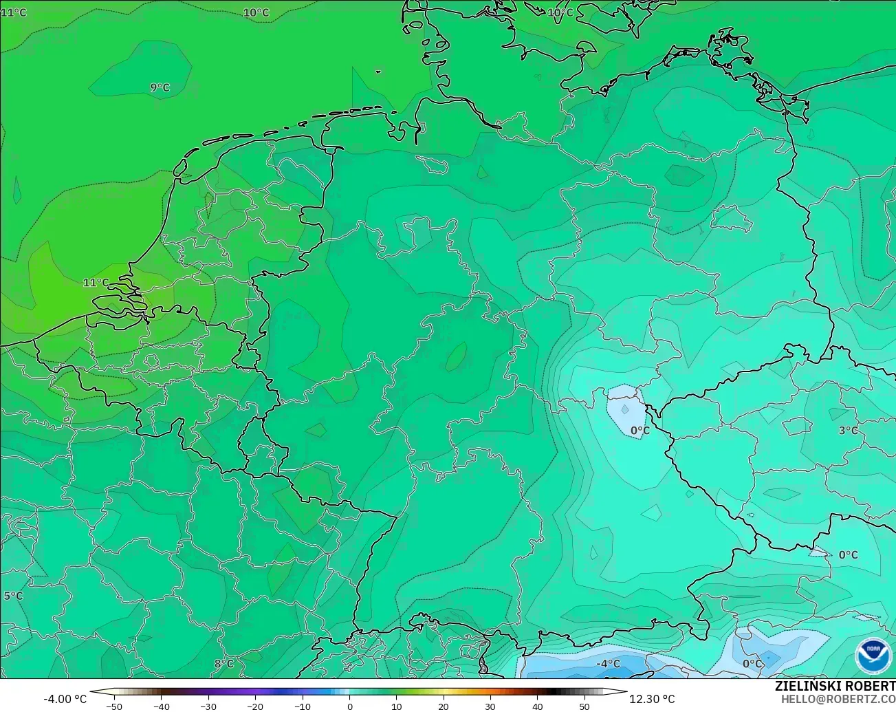 GFS model - Niemcy, Punkt rosy na 2 m