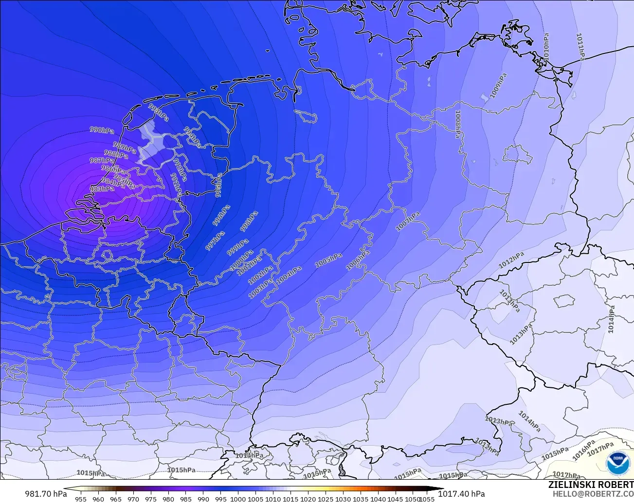 GFS model - Niemcy, Ciśnienie