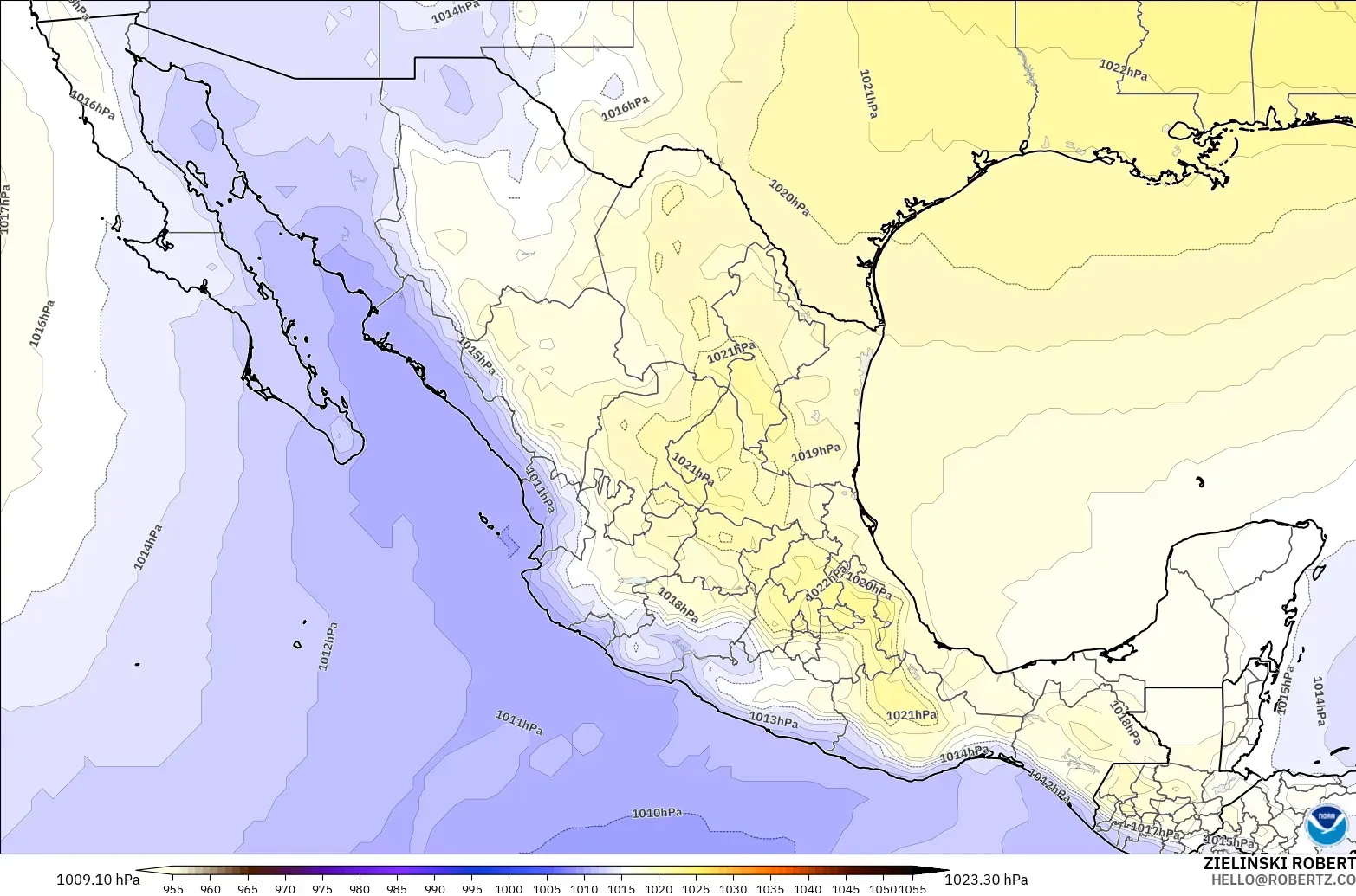 GFS model - Meksyk, Ciśnienie