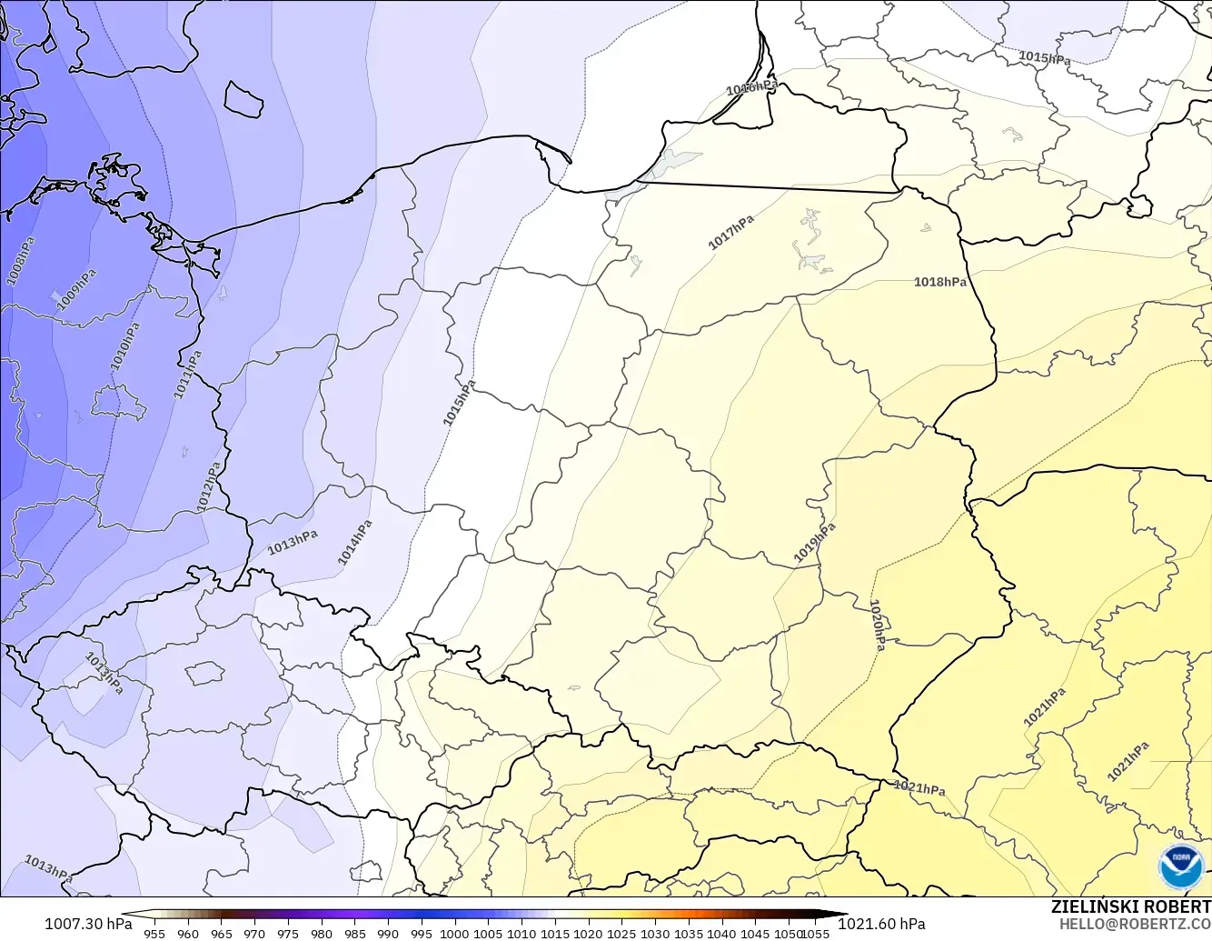 GFS model - Polska, Ciśnienie