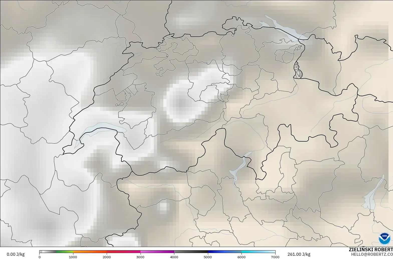 GFS model - Szwajcaria, CAPE
