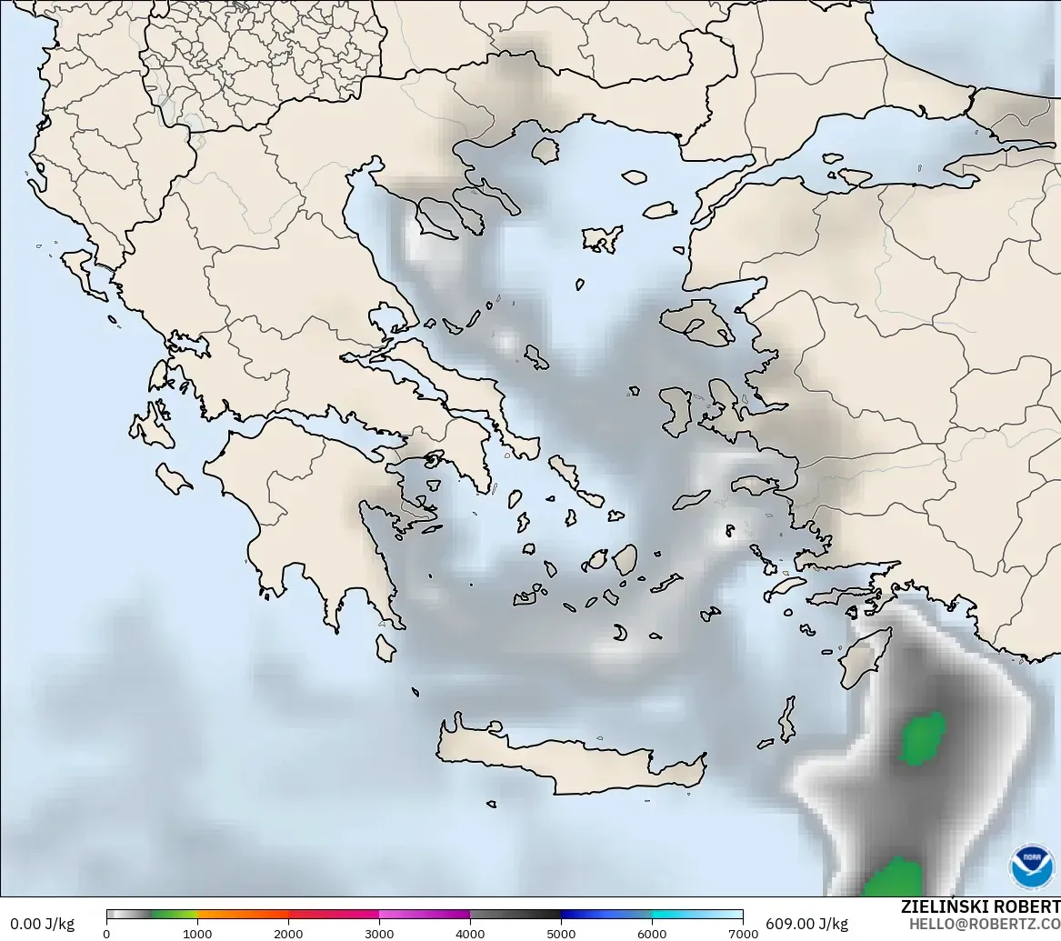 GFS model - Grecja, CAPE