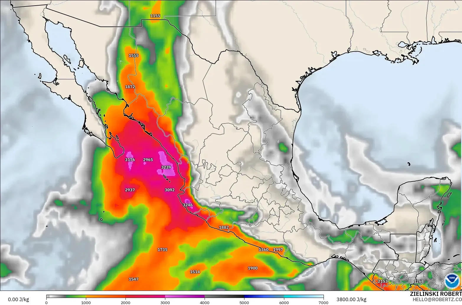 GFS model - Meksyk, CAPE