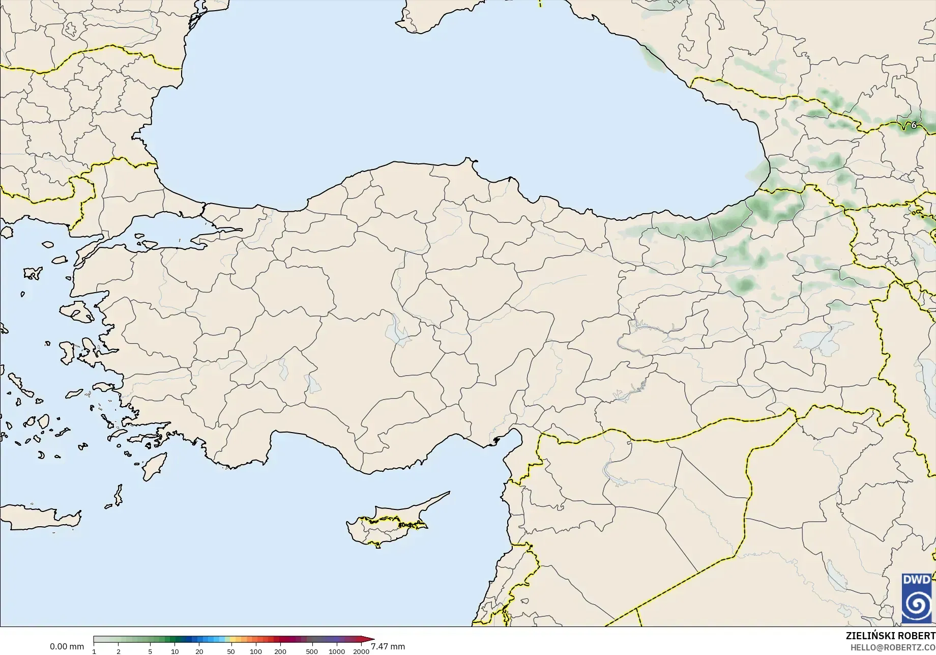 ICON model - Turcja, Suma opadów