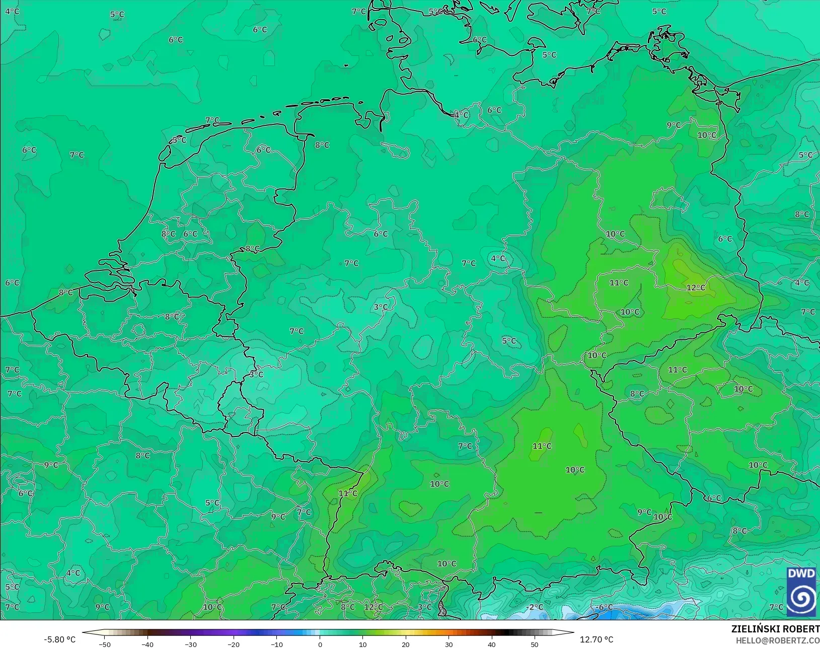 ICON model - Niemcy, Punkt rosy na 2 m