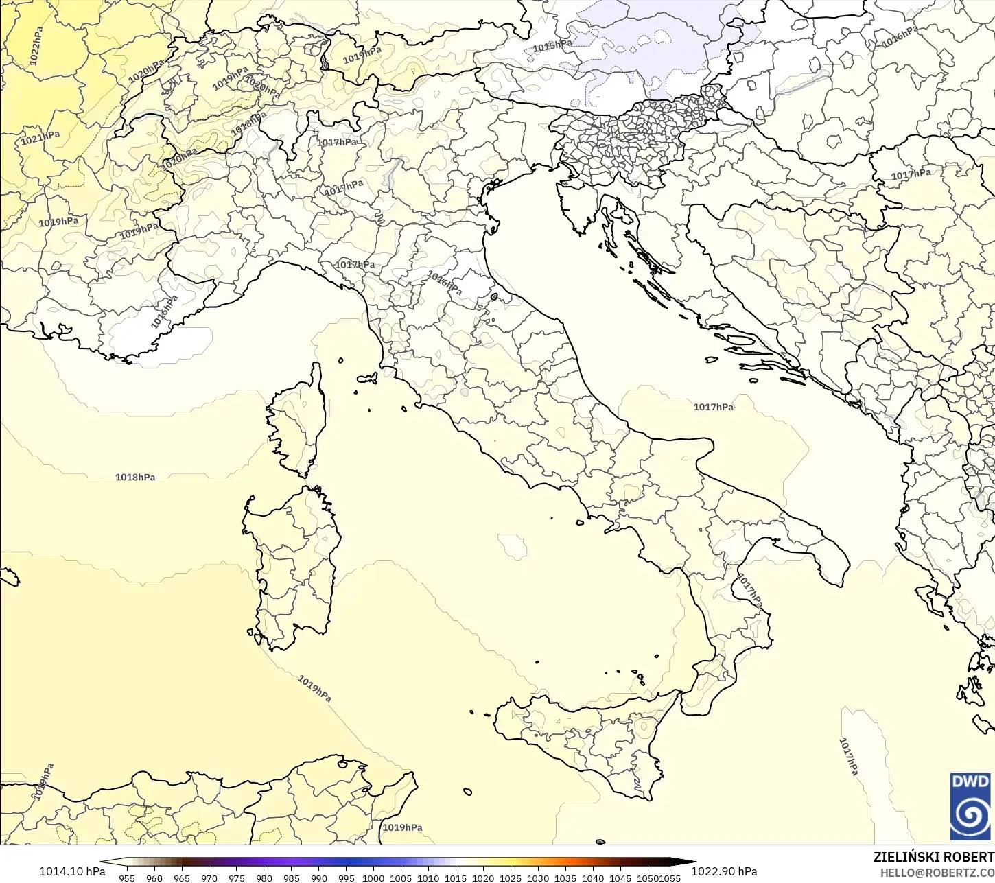 ICON model - Włochy, Ciśnienie