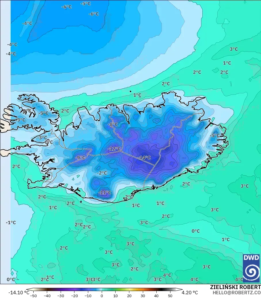 ICON model - Islandia, Punkt rosy na 2 m